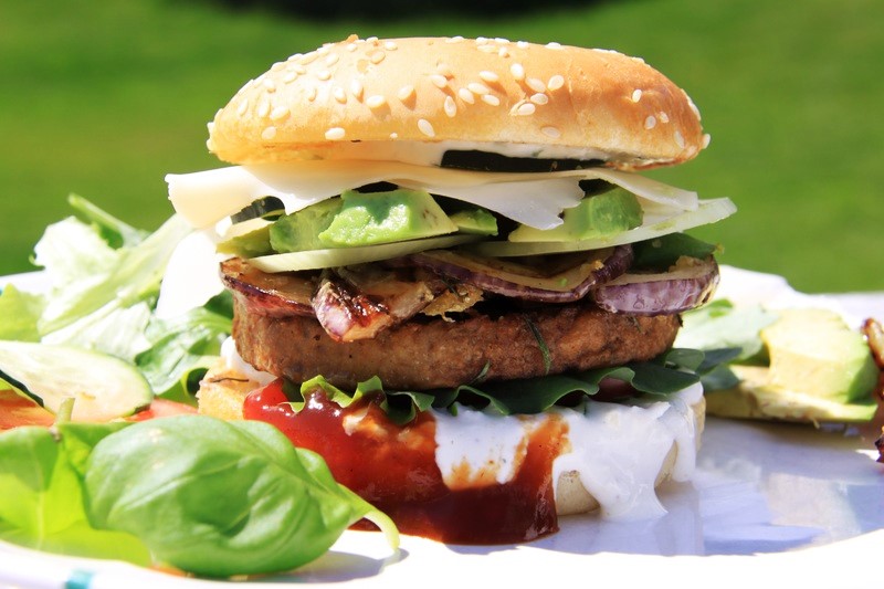 an eggplant burger on a bread bun