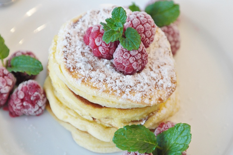 a plate with banana pancakes