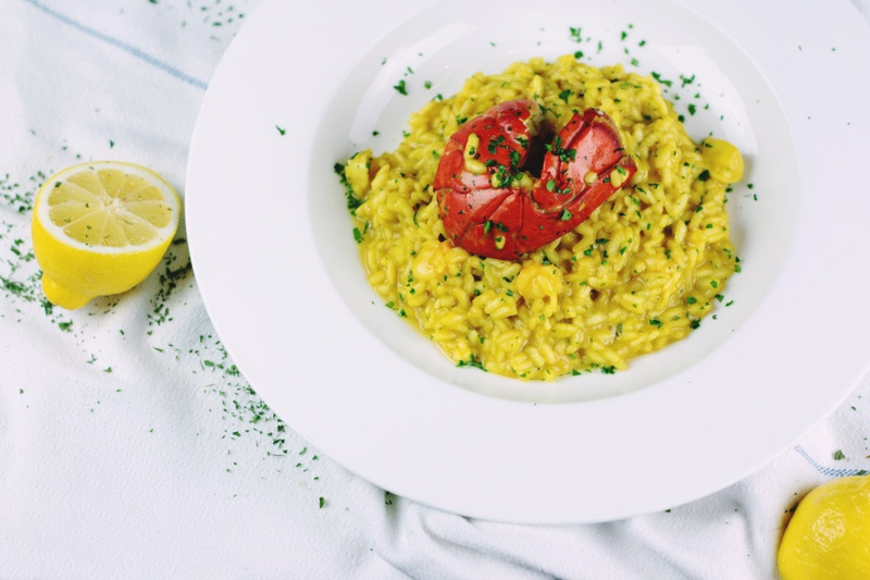 a plate with some creamy butternut squash risotto