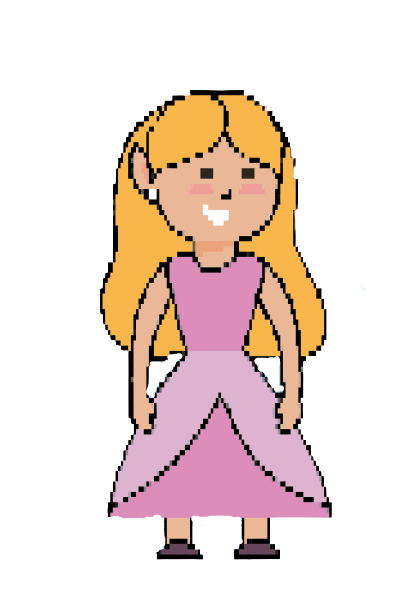 desenho de uma menina vestida de princesa.