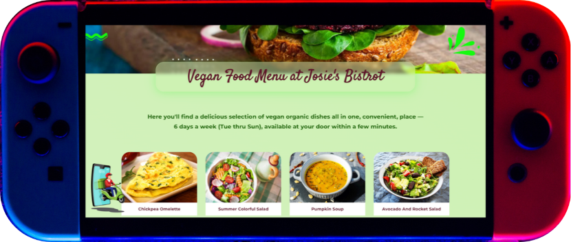 an image of the front-page of a restaurant website.