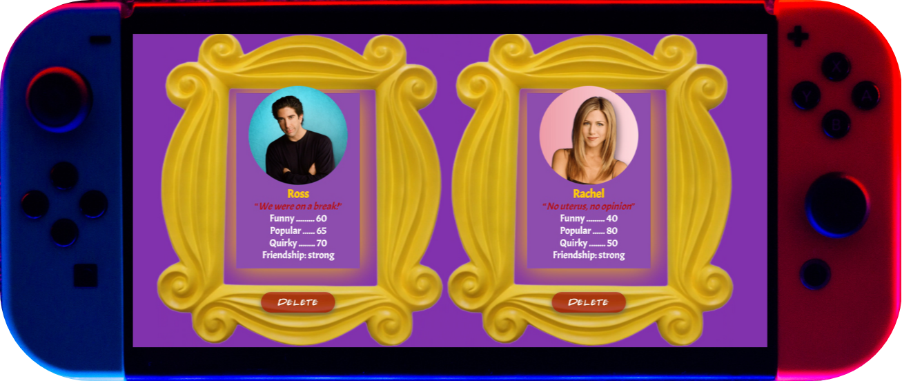 an image of the front-page of a website to create a set of cards based on the TV series Friends.